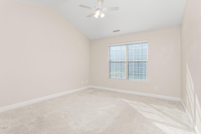 4110 Argyle Trl, Burlington, NC 27215 - empty room featuring carpet flooring, lofted ceiling, baseboards, and ceiling fan