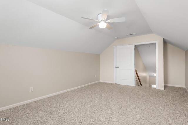 4110 Argyle Trl, Burlington, NC 27215 - bonus room with carpet, vaulted ceiling, baseboards, and ceiling fan