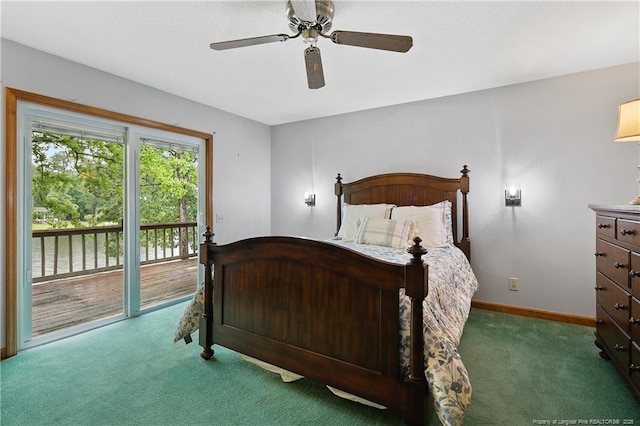 38 E Lndg, Sanford, NC 27332 - carpeted bedroom with access to outside, a ceiling fan, and baseboards