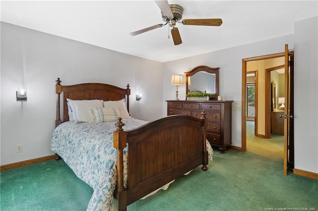 38 E Lndg, Sanford, NC 27332 - bedroom with carpet, baseboards, and ceiling fan
