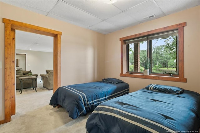 38 E Lndg, Sanford, NC 27332 - bedroom featuring light carpet and a paneled ceiling