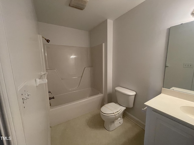 65 Opie Frazier Rd, Henderson, NC 27537 - full bathroom with toilet, vanity, washtub / shower combination, and baseboards