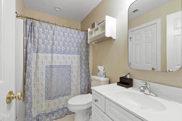 327 Commons Walk Cir, Cary, NC 27519 - bathroom with toilet, vanity, a shower with curtain, and tile patterned floors
