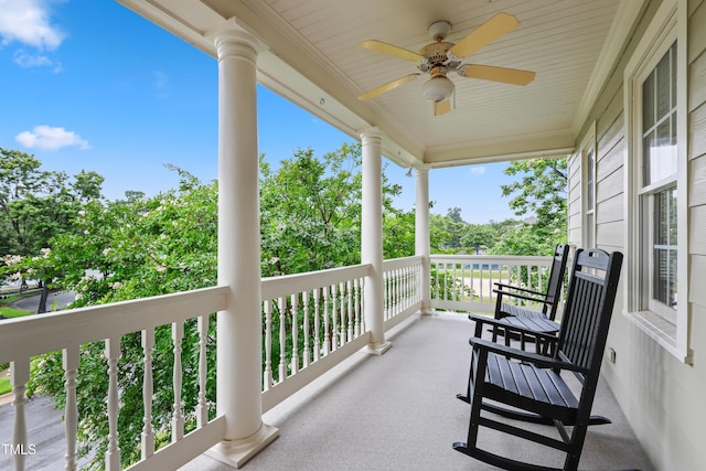327 Commons Walk Cir, Cary, NC 27519 - balcony featuring a ceiling fan