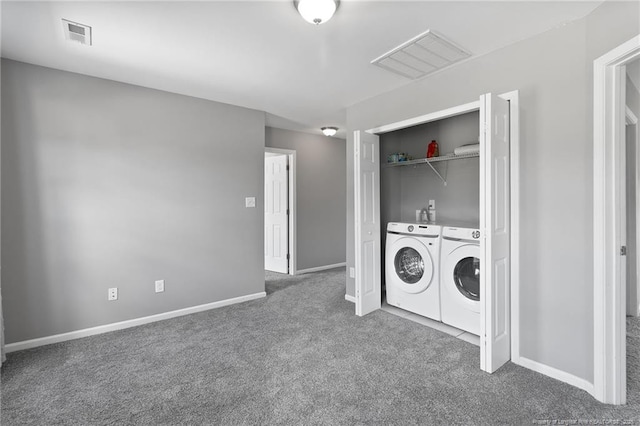 406 Broad Dr, Raeford, NC 28376 - washroom featuring separate washer and dryer, carpet, and baseboards