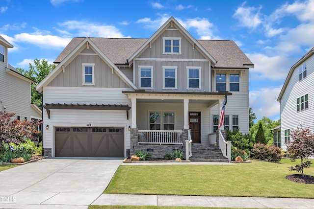 1716 Arberdour Dr, Apex, NC 27502 - craftsman-style home with board and batten siding, a porch, roof with shingles, an attached garage, and driveway