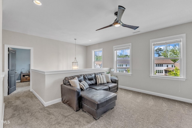 1716 Arberdour Dr, Apex, NC 27502 - living room with baseboards, carpet, healthy amount of natural light, and recessed lighting