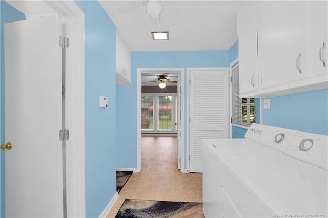 687 Blawell St, Stedman, NC 28391 - laundry room with a ceiling fan, cabinet space, healthy amount of natural light, and independent washer and dryer