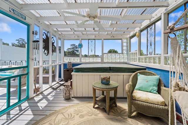 200 Mint Ct, Goldsboro, NC 27530 - sunroom / solarium with a jacuzzi, a ceiling fan, and plenty of natural light
