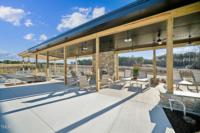 880 Cassa Clubhouse Way, Knightdale, NC 27545 - view of patio / terrace featuring a ceiling fan