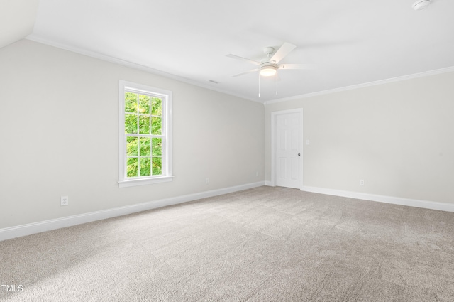 2015 Saddlebrook Dr, Archer Lodge, NC 27527 - carpeted spare room featuring crown molding, ceiling fan, and baseboards