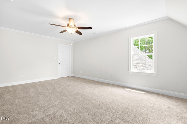 2015 Saddlebrook Dr, Archer Lodge, NC 27527 - empty room with a ceiling fan, light carpet, baseboards, and crown molding