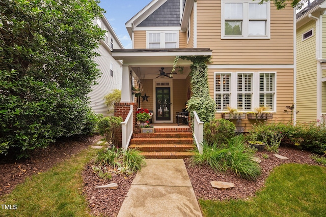4409 All Points View Way, Raleigh, NC 27614 - entrance to property with ceiling fan and a porch