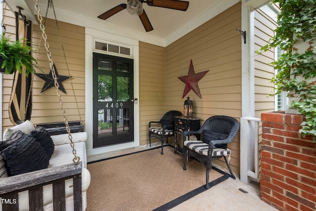 4409 All Points View Way, Raleigh, NC 27614 - property entrance featuring ceiling fan and covered porch
