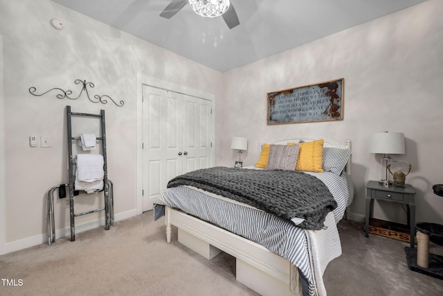4409 All Points View Way, Raleigh, NC 27614 - bedroom featuring carpet floors, a closet, baseboards, and a ceiling fan