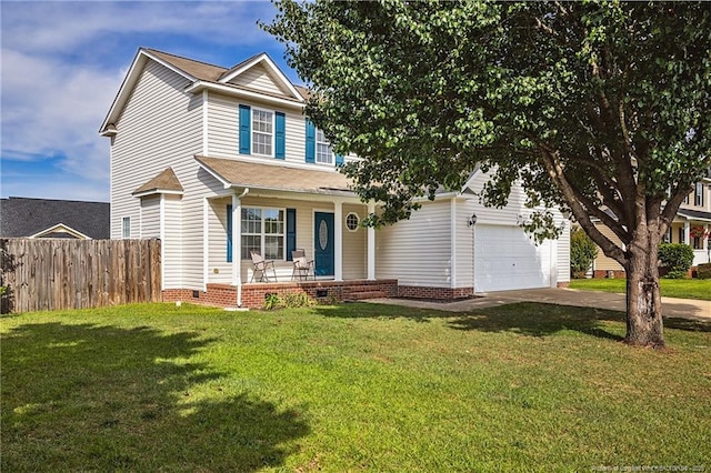 1414 Seabiscuit Dr, Parkton, NC 28371 - view of front of home featuring covered porch, an attached garage, and concrete driveway