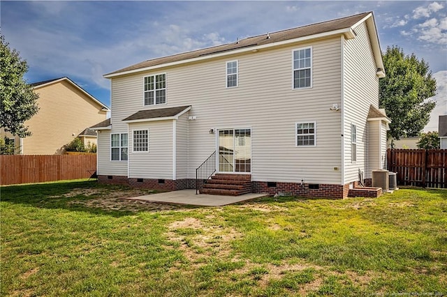 1414 Seabiscuit Dr, Parkton, NC 28371 - rear view of property featuring crawl space, a patio, entry steps, and cooling unit