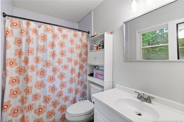 830 Edenwood Dr, Fayetteville, NC 28303 - bathroom featuring vanity, toilet, and a shower with shower curtain