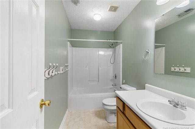 225 Northwoods Dr, Raeford, NC 28376 - full bath with a textured ceiling, vanity, toilet, bathtub / shower combination, and baseboards