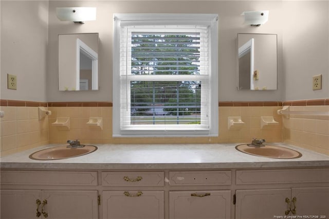 500 Cecil St, Fayetteville, NC 28312 - bathroom with double vanity and tile walls