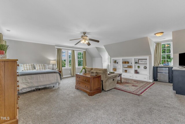 4620 Gomar Ln, Fuquay Varina, NC 27526 - bedroom with carpet, a ceiling fan, and ornamental molding