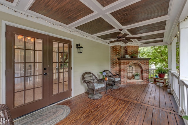 4620 Gomar Ln, Fuquay Varina, NC 27526 - porch featuring french doors and a ceiling fan