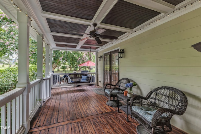 4620 Gomar Ln, Fuquay Varina, NC 27526 - porch featuring a ceiling fan