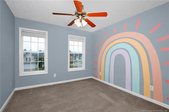 188 Fallingleaf Dr, Raeford, NC 28376 - unfurnished room with carpet floors, baseboards, and a ceiling fan