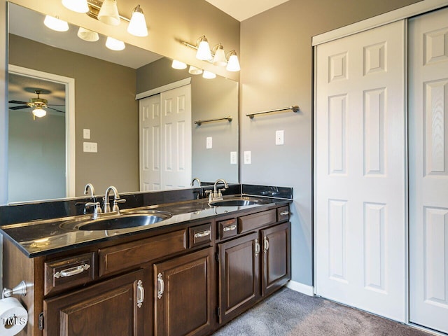108 S Drawbridge Ln, Cary, NC 27513 - full bathroom featuring double vanity and a ceiling fan