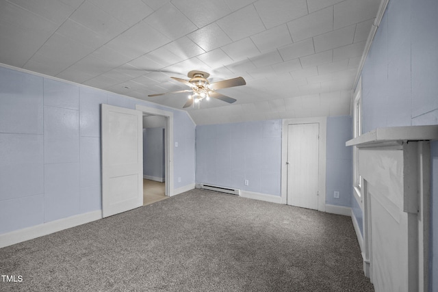 421 E Morehead St, Burlington, NC 27215 - unfurnished living room with light colored carpet, a baseboard radiator, and ceiling fan