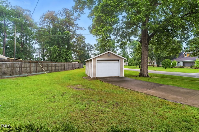 480 Five Bridge Rd, Clinton, NC 28328 - view of yard featuring an outdoor structure, a garage, and concrete driveway