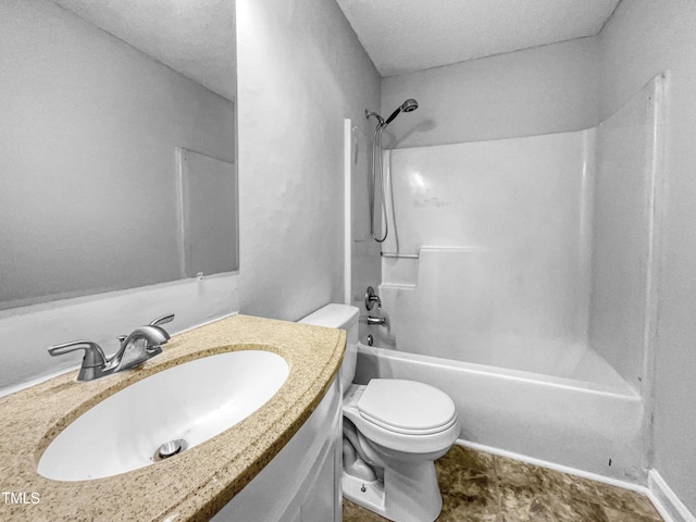 1216 Briarwood Dr, Mebane, NC 27302 - full bath featuring toilet, bathing tub / shower combination, vanity, and a textured ceiling