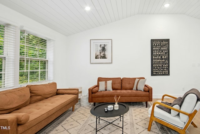 117 Bertie Dr, Raleigh, NC 27610 - living area featuring lofted ceiling, recessed lighting, and wood ceiling