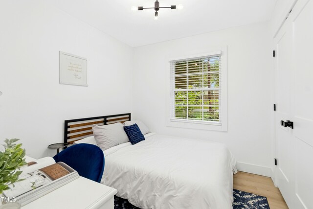 117 Bertie Dr, Raleigh, NC 27610 - bedroom featuring light wood finished floors, a closet, and baseboards