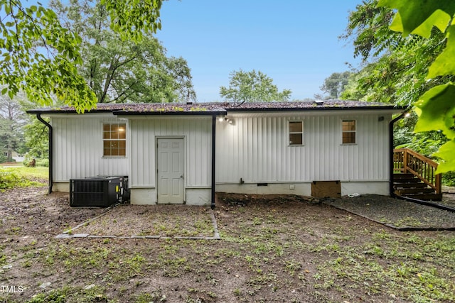 117 Bertie Dr, Raleigh, NC 27610 - back of house featuring central air condition unit and crawl space
