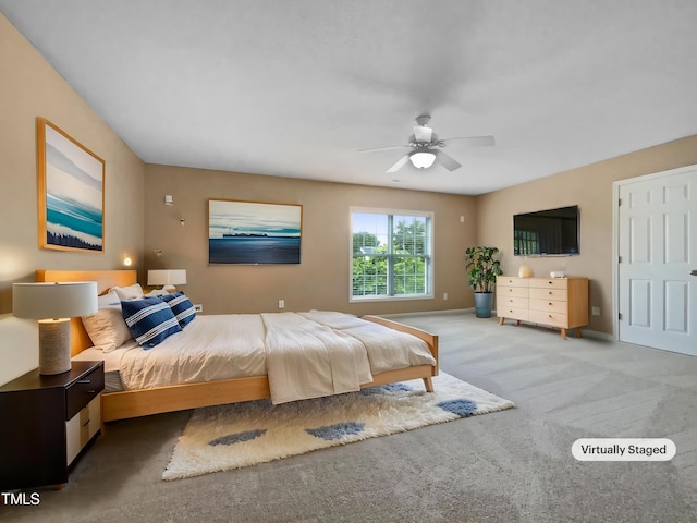 1005 Augustine Trl, Cary, NC 27518 - carpeted bedroom with baseboards and ceiling fan