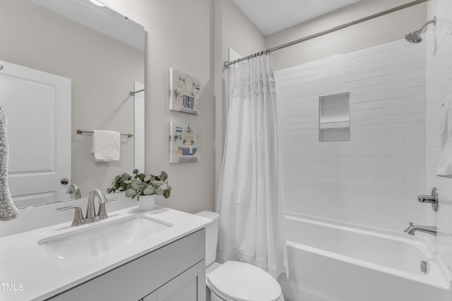 109 Crested Coral Dr, Holly Springs, NC 27540 - full bathroom with vanity, toilet, and shower / bathtub combination with curtain