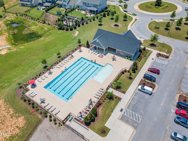 109 Crested Coral Dr, Holly Springs, NC 27540 - drone / aerial view of a pool area