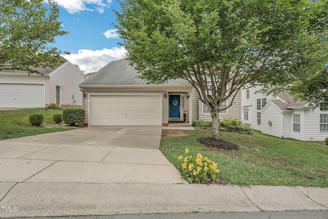 6 Newgate Ct, Durham, NC 27713 - obstructed view of property featuring an attached garage, concrete driveway, and a front yard