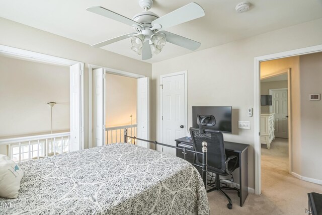 6 Newgate Ct, Durham, NC 27713 - bedroom with light carpet, baseboards, and a ceiling fan