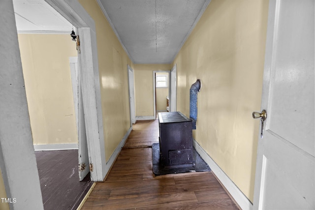 312 W Front St, Oxford, NC 27565 - corridor with wood finished floors, crown molding, a textured ceiling, and baseboards
