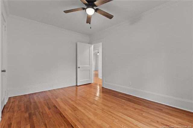 123 Ellington St, Fayetteville, NC 28305 - empty room with light wood-style floors, ceiling fan, crown molding, and baseboards