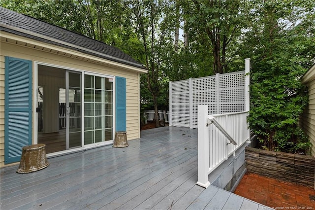 123 Ellington St, Fayetteville, NC 28305 - wooden terrace featuring view of wooded area