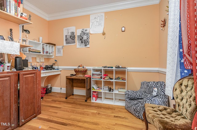 3304 Black Stallion Ct, Zebulon, NC 27597 - office space featuring crown molding and light wood-style floors