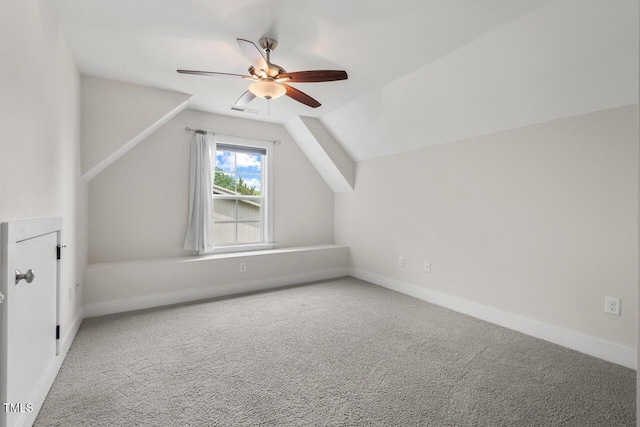 415 Dupree St, Durham, NC 27707 - additional living space featuring ceiling fan, carpet, vaulted ceiling, and baseboards