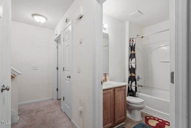 300 Gilman Ln Unit 101, Raleigh, NC 27610 - bathroom featuring vanity, toilet, shower / bath combo, and baseboards