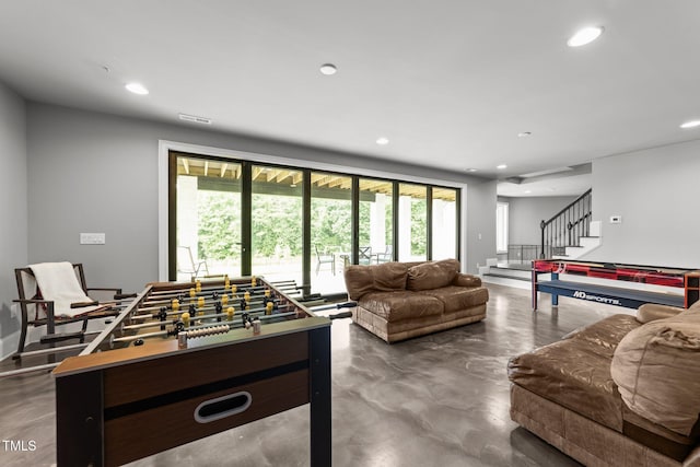 2220 Inwood Landing Ct, Raleigh, NC 27603 - playroom with recessed lighting and finished concrete floors