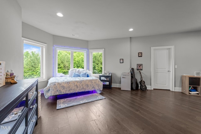 2220 Inwood Landing Ct, Raleigh, NC 27603 - bedroom featuring dark wood-style flooring, baseboards, and recessed lighting