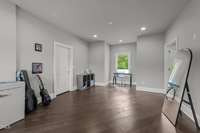 2220 Inwood Landing Ct, Raleigh, NC 27603 - miscellaneous room featuring dark wood finished floors, recessed lighting, and baseboards