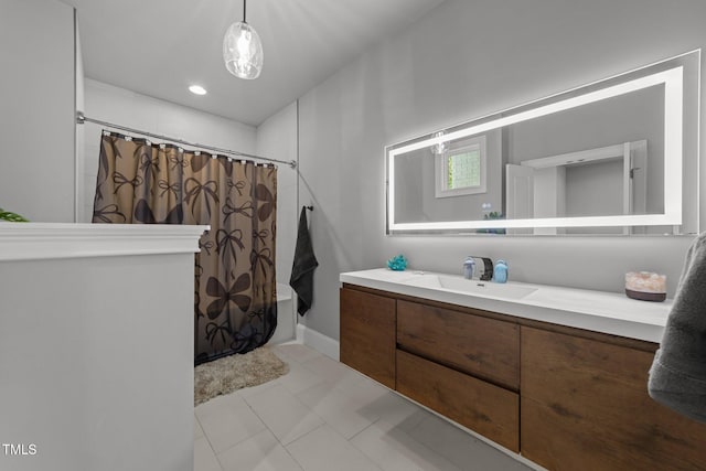 2220 Inwood Landing Ct, Raleigh, NC 27603 - full bath with vanity, shower / bath combo with shower curtain, and tile patterned flooring